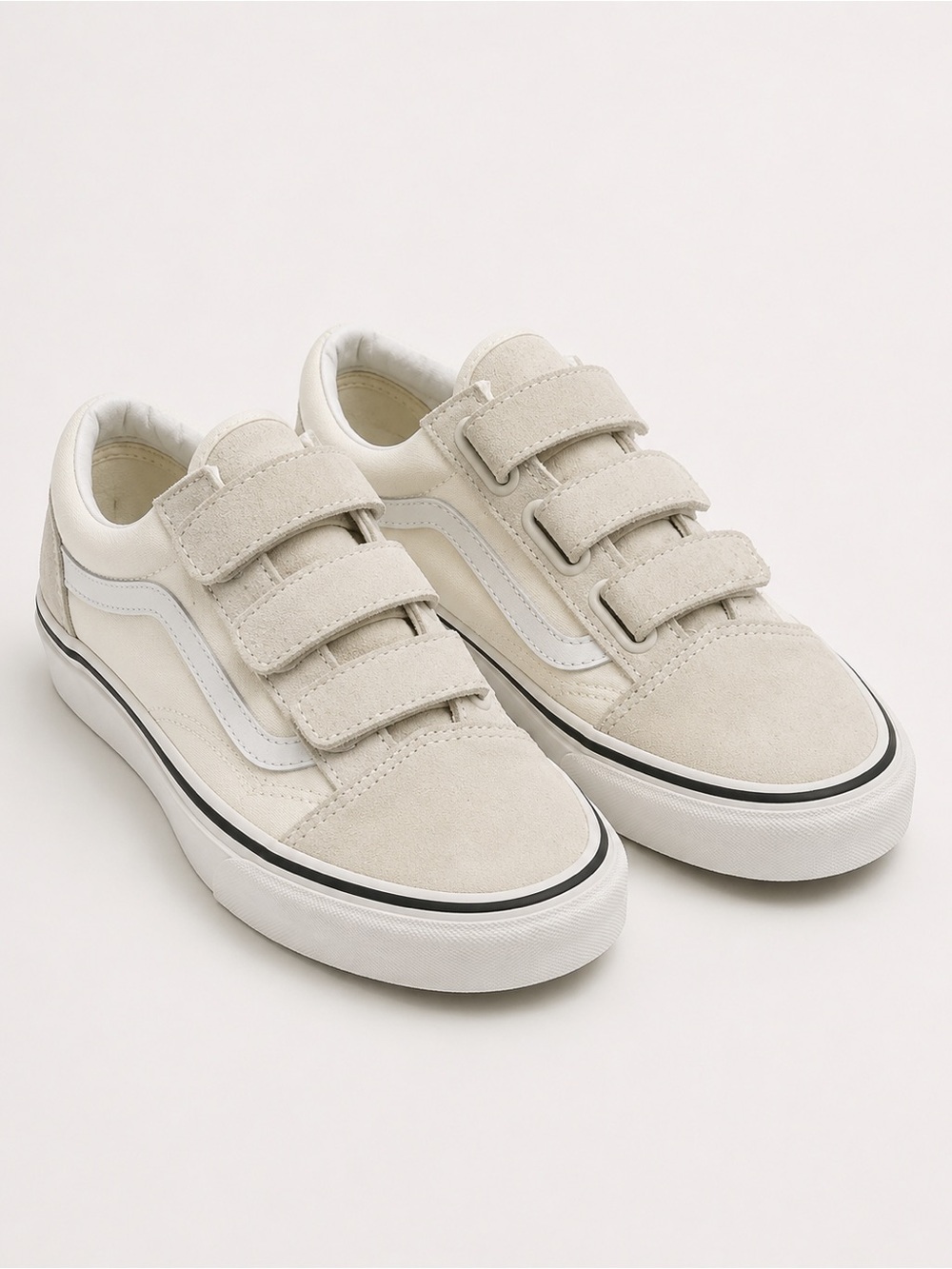Vans Velcro Old Skool Sneakers in Off-White and White 7.5